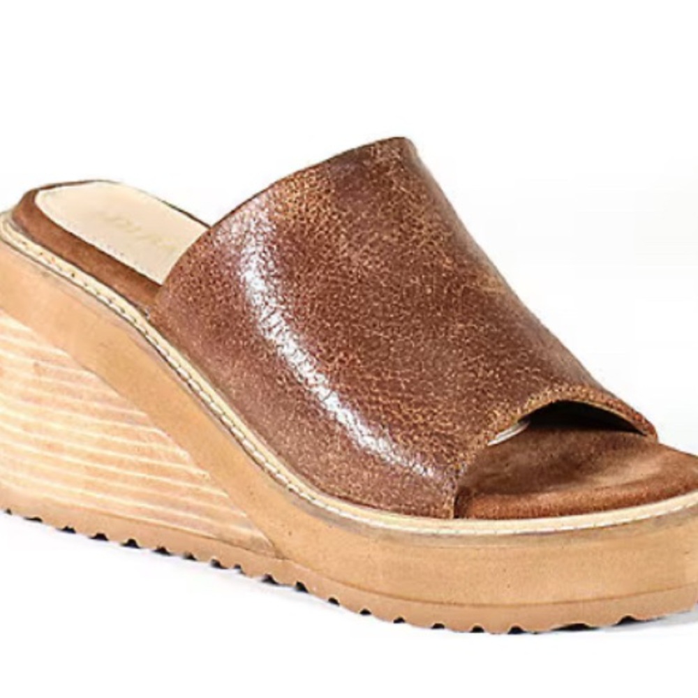 Diba True Brown Leather Wedge Sandals